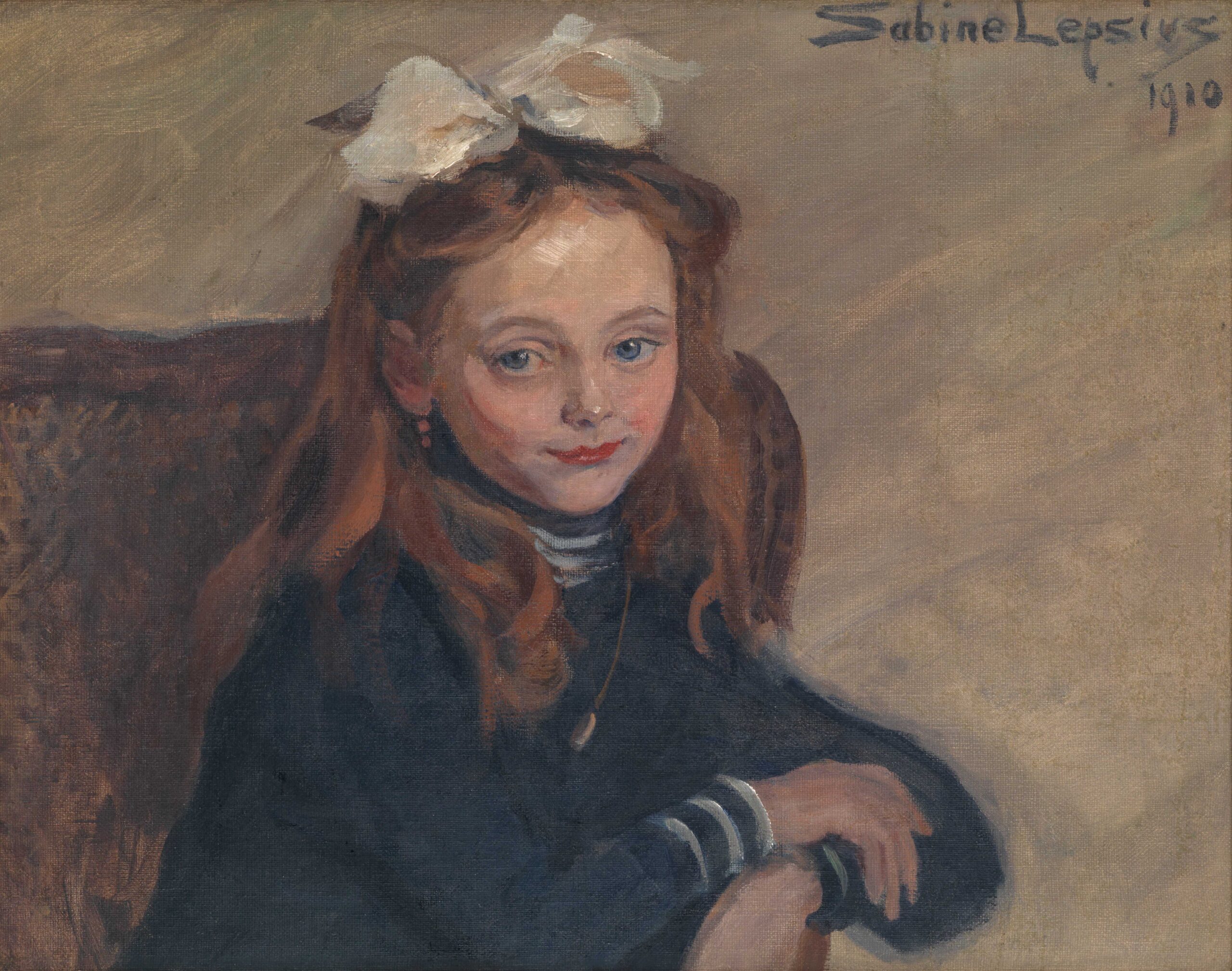 Sabine Lepsius, Mädchenporträt, 1910, Öl auf Leinwand, 50 x 62 cm