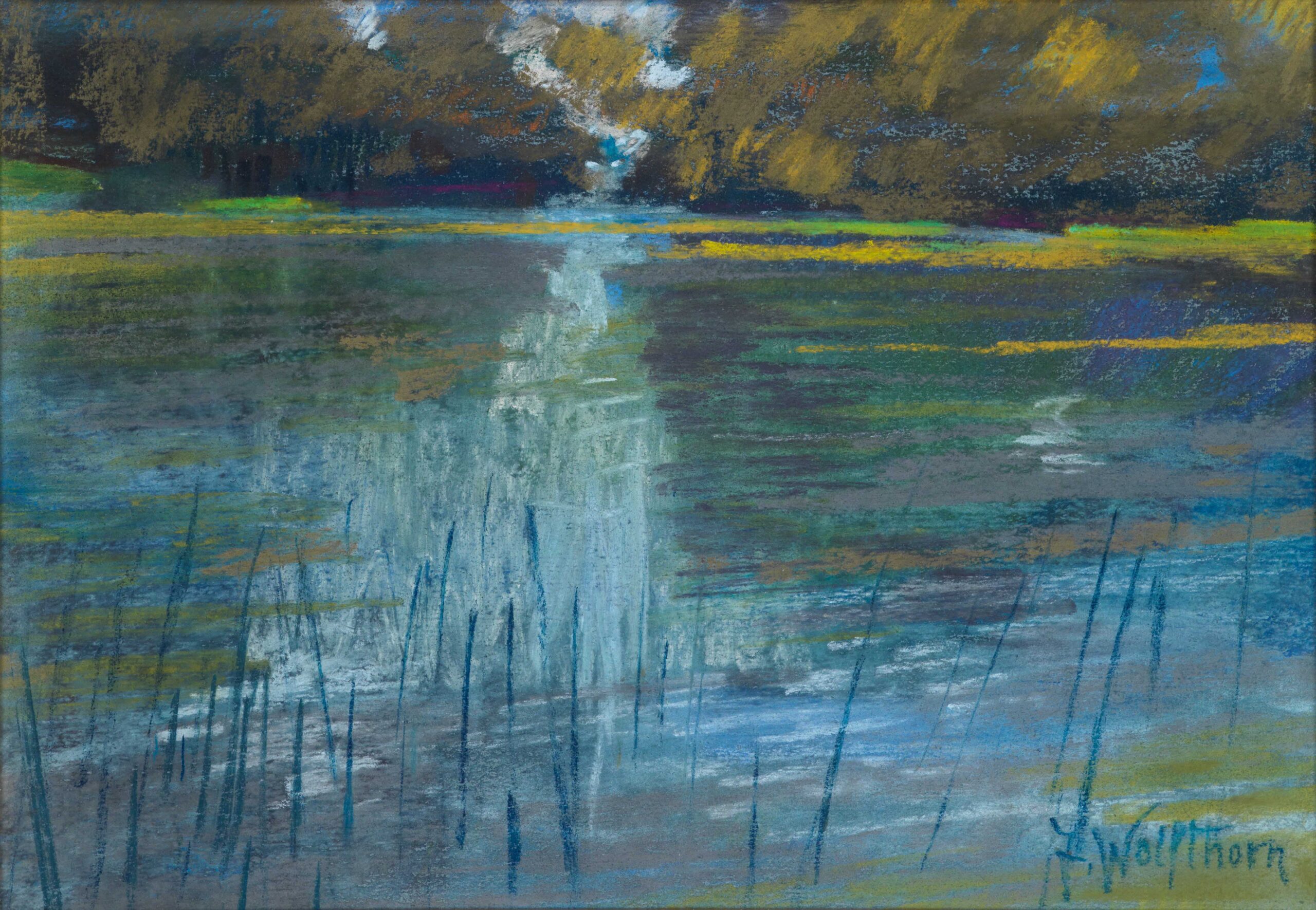 Julie Wolfthorn, Am Schwielowsee, Pastell auf Papier, 22 x 28 cm
